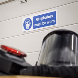 Mandatory Safety Sign - Respirators Must Be Worn - Self-Adhesive Vinyl - Pack of 10 - Additional view 6