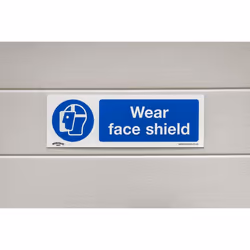 Mandatory Safety Sign - Wear Face Shield - Self-Adhesive Vinyl - Pack of 10