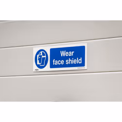 Mandatory Safety Sign - Wear Face Shield - Self-Adhesive Vinyl - Pack of 10