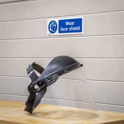 Mandatory Safety Sign - Wear Face Shield - Self-Adhesive Vinyl - Pack of 10 - Additional view 5