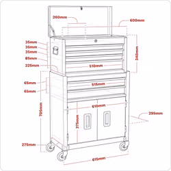 Sealey American PRO&reg; Topchest & Rollcab Combination 6 Drawer - Blue AP22B