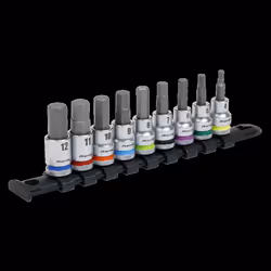 Hex Socket Bit Set 9pc 3/8&quot;Sq Drive  - Platinum