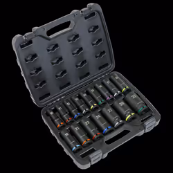 Impact Socket Set 16pc 1/2"Sq Drive Deep Metric