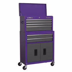 Sealey American PRO® Topchest & Rollcab Combination 6 Drawer - Purple/Grey AP2200BBCP