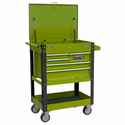 Sealey Superline PRO&reg; Heavy-Duty Mobile Tool & Parts Trolley with 5 Drawers and Lockable Top - Hi-Vis Green AP890MHV - Additional view 5