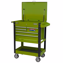 Sealey Superline PRO&reg; Heavy-Duty Mobile Tool & Parts Trolley with 5 Drawers and Lockable Top - Hi-Vis Green AP890MHV - Additional view 6