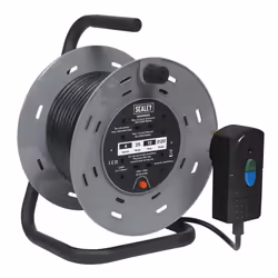 Sealey 25m Cable Reel with Thermal Trip & RCD Plug 4 x 230V BCR25RCD