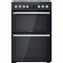 Hotpoint HDM67G9C2CSB/UK, Freestanding cooker, Black, Buttons, Rotary, Black, Front, Electronic