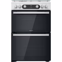 Hotpoint HD67G02CCW/UK, Freestanding cooker, White, Buttons, Rotary, Front, 1.5 m, Electronic