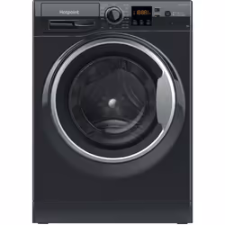 Hotpoint 9kg Washing Machine Black Freestanding With Steam & Woolcare, Front-load, 9 kg, B, 76 dB, 1400 RPM, A