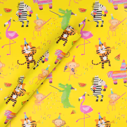 Hallmark Multi-Occasion Reversible Kids' Wrapping Paper - 'Party Animals' - 2m Roll (Birthday, Congratulations, Well Done)