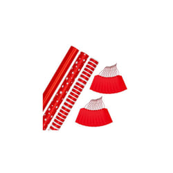 Red Christmas Wrapping Paper and Gift Tag Bundle - 3 Rolls of Paper in 3 Designs With 2 Packs of 10 Plain Red Gift Tags