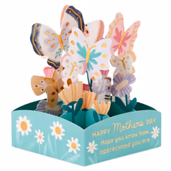 Mothers Day Card - 3D Mini Pop-Up Florals & Butterflies Design