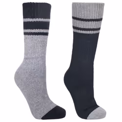 Trespass Mens Hitched Two Tone Anti Blister Hiking Boot Socks (2 Pairs) - 4/7 UK, Black/Grey Marl