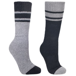 Trespass Mens Hitched Two Tone Anti Blister Hiking Boot Socks (2 Pairs) - 4/7 UK, Black/Grey Marl