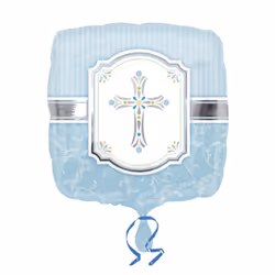Amscan 18 Inch Boys/Girls Communion Blessings Square Foil Balloon - One Size, Blue