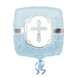 Amscan 18 Inch Boys/Girls Communion Blessings Square Foil Balloon - One Size, Blue