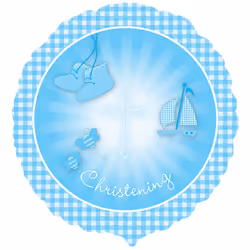 Amscan 18 Inch Baby Boys/Girls Christening Booties Circular Foil Balloon - One Size, Blue