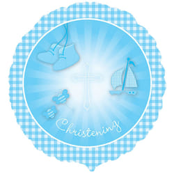 Amscan 18 Inch Baby Boys/Girls Christening Booties Circular Foil Balloon - One Size, Blue