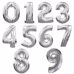Amscan Supershape Silver Number Balloons - 4, Silver