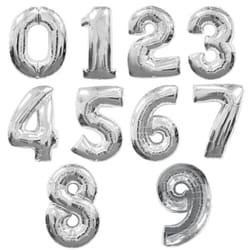Amscan Supershape Silver Number Balloons - 4, Silver