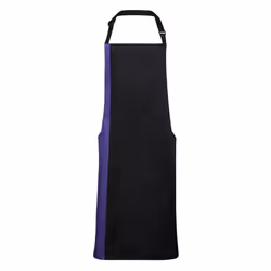 Premier Unisex Contrast Workwear Bib Apron - One Size, Black/ Purple