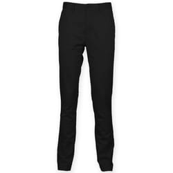 Front Row Mens Cotton Rich Stretch Chino Trousers - 28L, Black