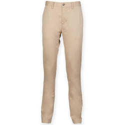 Front Row Mens Cotton Rich Stretch Chino Trousers - 34R, Stone