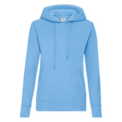 Fruit Of The Loom Ladies Lady Fit Hooded Sweatshirt / Hoodie - XS, Sky Blue