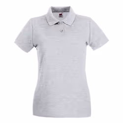 Fruit Of The Loom Ladies Lady-Fit Premium Short Sleeve Polo Shirt - L, Heather Grey