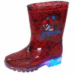 Marvel Spiderman Light Up Wellington Boots Kids Flashing Rain Snow Shoes Wellies - UK 2