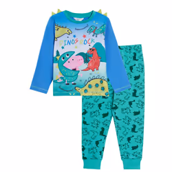 Boys Peppa Pig George Pig Pyjamas Kids Luxury Dino 3D spikes Full Length Pjs Set - 5-6 Years