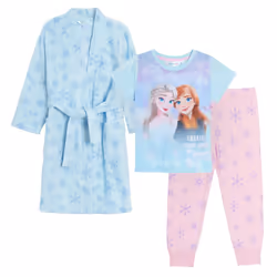 Disney Frozen 2 Dressing Gown + Pyjamas for Girls 3pc Set Kids Bath Robe + Pjs - 7-8 Years