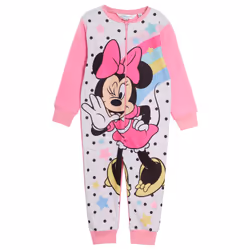 Disney Minnie Mouse Girls All In One PyjamasFor  Kids Fleece Pjs Zip Nightwear - 3-4 Years