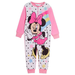 Disney Minnie Mouse Girls All In One PyjamasFor  Kids Fleece Pjs Zip Nightwear - 4-5 Years