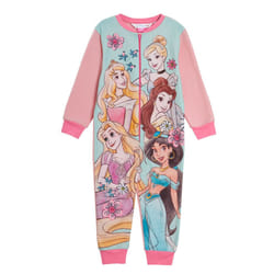Disney Princess Girls All In One Pyjamas For Kids Fleece Pjs Zipped Nightwear - 5-6 Years