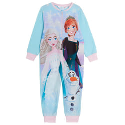 Disney Frozen 2 Girls All In One Pyjamas Kids Fleece Pjs Elsa Anna Loungewear - 3-4 Years