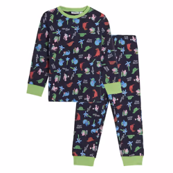 George Pig Pyjamas for Boys Dinosaur Pjs Dino Full Cuffed Length Nightwear Set - Navy, 6 Years