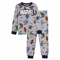 Boys Avengers Pyjamas Kids Long Pjs Hulk Captain America Spiderman Iron Man - Grey, 8 Years