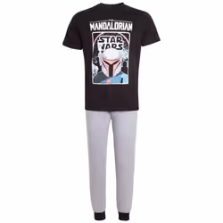 Mens Mandalorian Pyjamas Boba Fett Pjs Teens T-Shirt + Loungepants Star Wars Set - XL