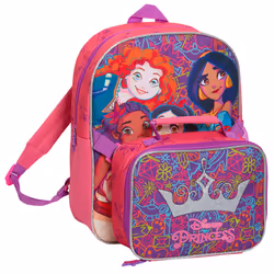 Disney Princes Backpack With Lunch Bag Girls School Matching 2 piece Lunch Set - One Size