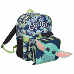 Mandalorian Backpack With Lunch Bag Boys Grogu Baby Yoda Matching School Bag Set - One Size