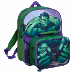 The Hulk Backpack With Lunch Bag For Kids Marvel Matching 2 Piece School Bag Set