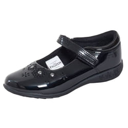 Disney Frozen Girls School Shoes Kids Elsa Anna Black Patent Easy Fasten Shoes - 11 UK Child