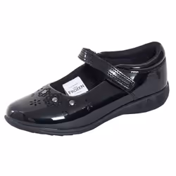 Disney Frozen Girls School Shoes Kids Elsa Anna Black Patent Easy Fasten Shoes - UK 1