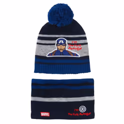 Boys Marvel Bobble Hat + Snood Winter Set Captain America or Black Panther Set - Blue, 3-5 Years
