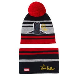 Boys Marvel Bobble Hat + Snood Winter Set Captain America or Black Panther Set - Black Panther, 3-5 Years