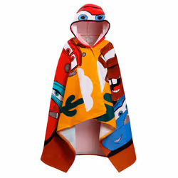 Disney Cars Hooded Towel Lightning McQueen Poncho Kids Beach Towel Swimming Wrap - One Size