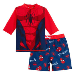 Boys Spider-man Swim Shorts + Rash Vest 2 Piece Swim Set Surf Top + Board Shorts - 2-3 Years