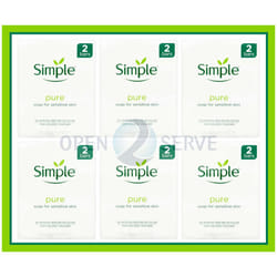6x Simple Soap Bars Pure Soap for Sensitive Skin |Vegan|Twin pack-100g
